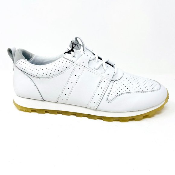 Clae Mills White Tumbled Leather Mens Casual Sneakers